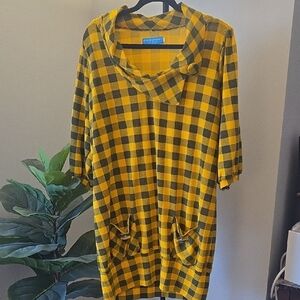 Asymmetrical Yellow Plaid Chechered Dress Retro For An Elegant Vintage Look